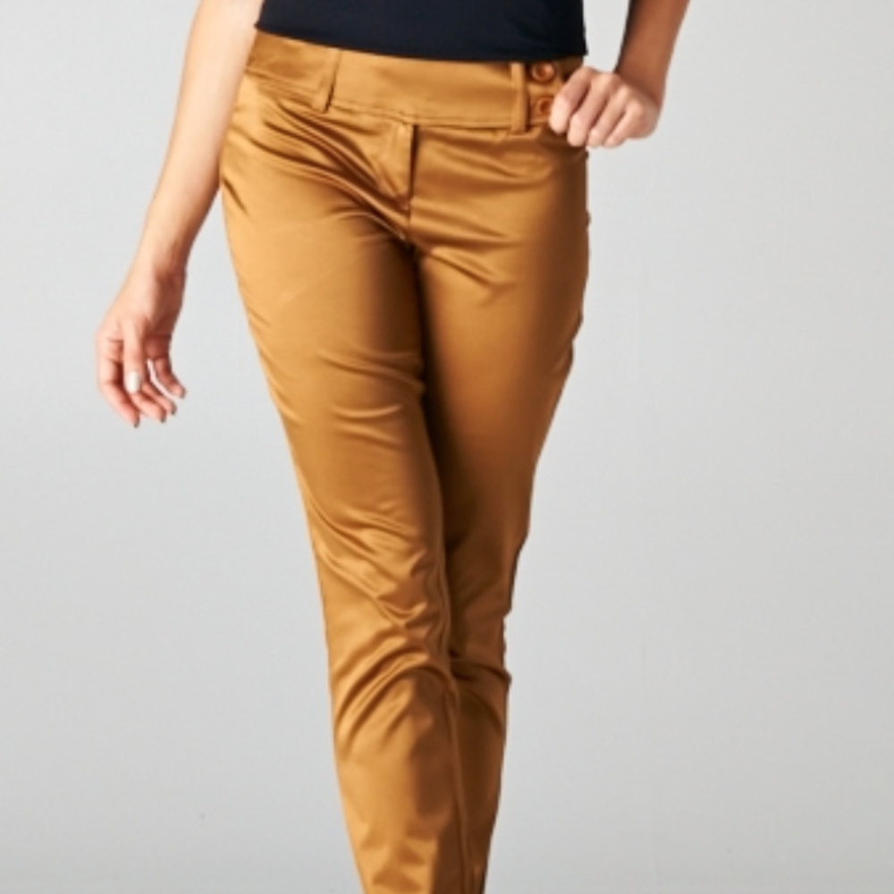 Camel Long Chic Straight Pants
